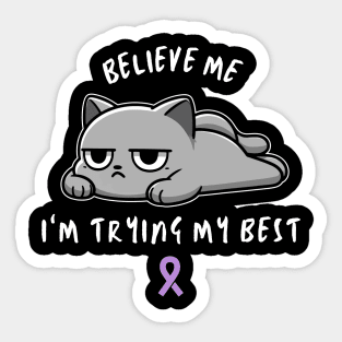 Lupus Warrior Cat With Awareness Ribbon Sticker